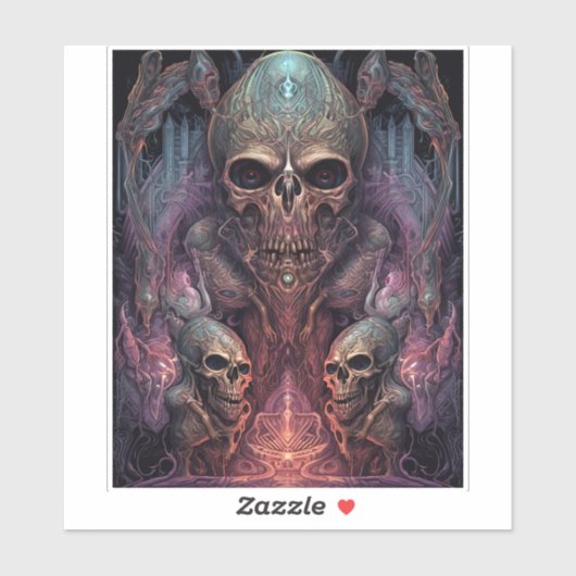 Skull Creepy Surreal Horror Art Aufkleber (Blatt)