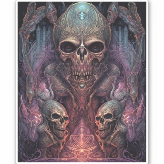 Skull Creepy Surreal Horror Art Aufkleber (Vorderseite)