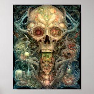 Skull Creepy Surreal Horror Art Poster
