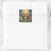Skull Creepy Surreal Horror Art Quadratischer Aufkleber (Tasche)