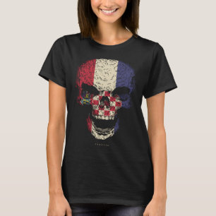 Skull Croatia Flagge Skeleton Kroatische Wurzeln T-Shirt