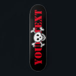 Skull & Cross Bones - Skateboarddeck<br><div class="desc">Skull und Kreuzknochen Custom Design Skateboard Deck. Cooles Design für Skate und Mädchen aus Holz. Spaß Geburtstag Geschenk Idee für Kinder. Personalisieren Sie mit individuelle Name, lustigem Zitat oder Monogramm Buchstaben. Phantastische Geschenkidee zum Geburtstag für Kinder, Sohn, Enkel, Neffe, Cousin, Tochter, Schwester, Bruder, Freunde, etc. Schwarze Piratenflagge mit rotem Text....</div>