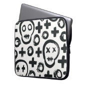 Skull Cross Circle: Nahtlose Dekoration. Laptopschutzhülle (Vorderseite Links)