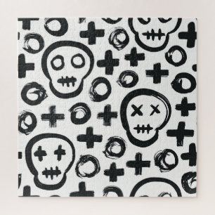 Skull Cross Circle: Nahtlose Dekoration. Puzzle