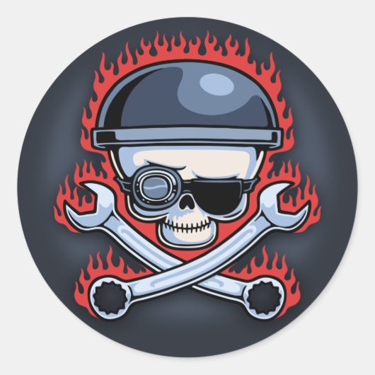 Skull & Cross Wrences Runder Aufkleber (Vorderseite)