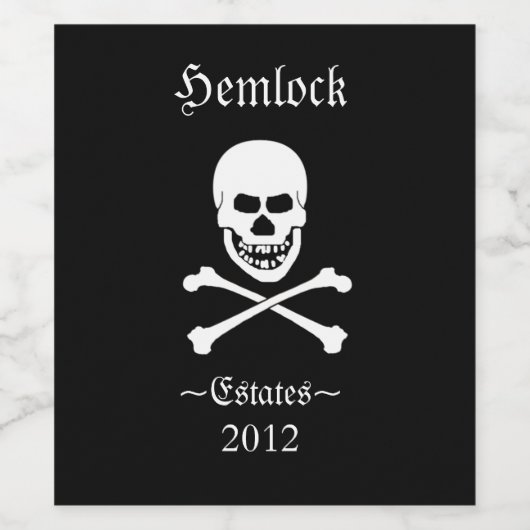 Skull Crossbone Hemlock Anwesen Funny Zuhause Wine Weinetikett (Einzelnes Label)