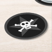 + Skull & Crossbone mit Star + Round Paper Coaste Runder Pappuntersetzer (Angewinkelt)