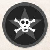 + Skull & Crossbone mit Star + Round Paper Coaste Runder Pappuntersetzer (Vorderseite)