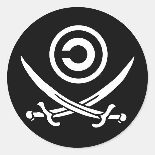 Skull & Crossbones Anti-Copyright Copyleft Flag Runder Aufkleber (Vorderseite)
