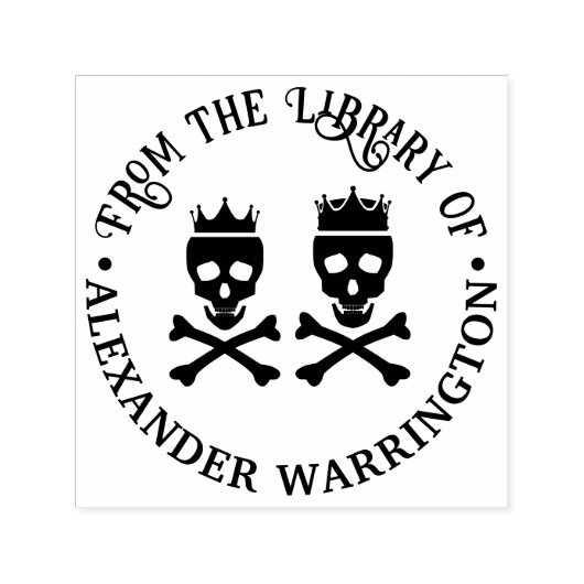 Skull & Crossbones Crowned Couple Library Book Permastempel (Design)