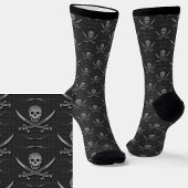 Skull & Crossbones Gray Metallic Look Socken