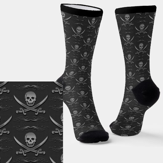 Skull & Crossbones Gray Metallic Look Socken