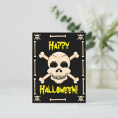 Skull & Crossbones Halloween Postkarte (Stehend Vorderseite)