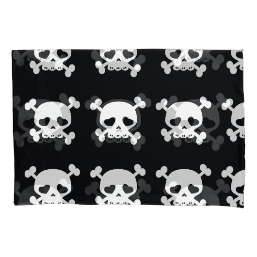Skull Crossbones: Schwarz-Weiß Muster. Kissenbezug (Vorderseite)