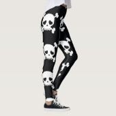 Skull Crossbones: Schwarz-Weiß Muster. Leggings (Rechts)