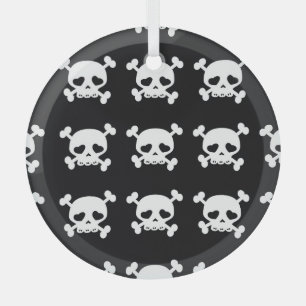Skull Crossbones: Schwarz-Weiß Muster. Ornament Aus Glas