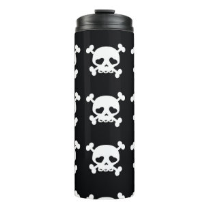Skull Crossbones: Schwarz-Weiß Muster. Thermosbecher