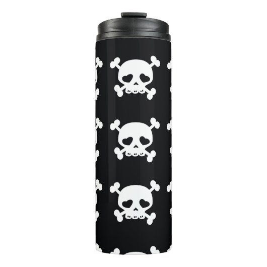 Skull Crossbones: Schwarz-Weiß Muster. Thermosbecher (Vorderseite)