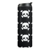 Skull Crossbones: Schwarz-Weiß Muster. Thermosbecher (Nach links gedreht)