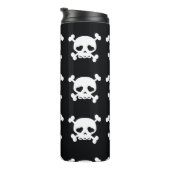 Skull Crossbones: Schwarz-Weiß Muster. Thermosbecher (Nach rechts gedreht)