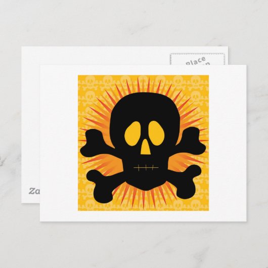 Skull-Crossbones-Silhouette Postkarte (Vorne/Hinten)