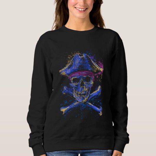 Skull Crossbones Skeletton Piratenflagge Flag Hall Sweatshirt (Vorderseite)