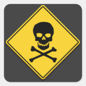 Skull & Crossbones Warnung Halloween Quadratischer Aufkleber (Vorderseite)