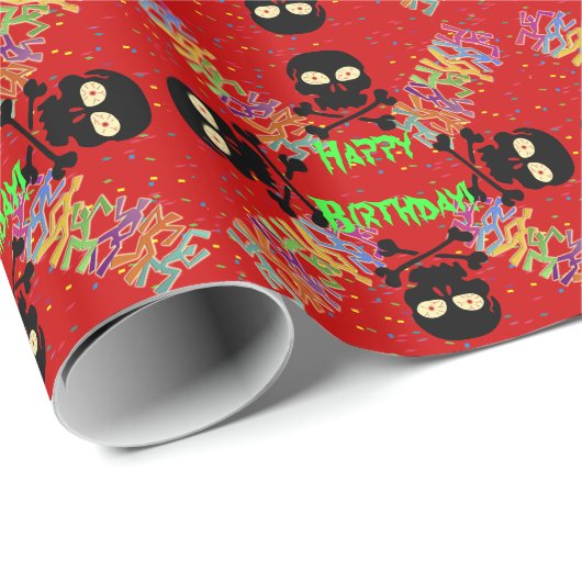 Skull, Crossed Bones und Tänzer - Alles Gute zum G Geschenkpapier (Rolleneckpunkt)