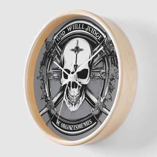 Skull & Crossed Guns Gothic Wall Clock - Gott wird Uhr (Winkel)