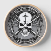 Skull & Crossed Guns Gothic Wall Clock - Gott wird Uhr (Vorderseite)