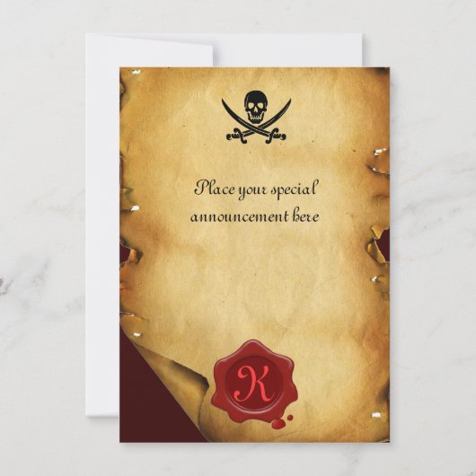 SKULL CROSSED SCHWERTER MONOGRAM Wachs Siegel Perc Ankündigung (Rückseite)