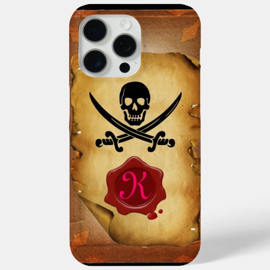 SKULL CROSSED SCHWERTER MONOGRAM Wachs Siegel Perc Case-Mate iPhone Hülle (Rückseite)