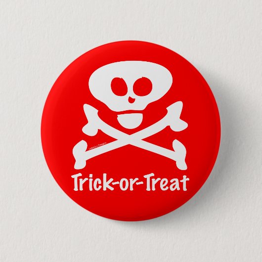 Skull-Crossones für Trick oder Leckerei Button (Vorderseite)