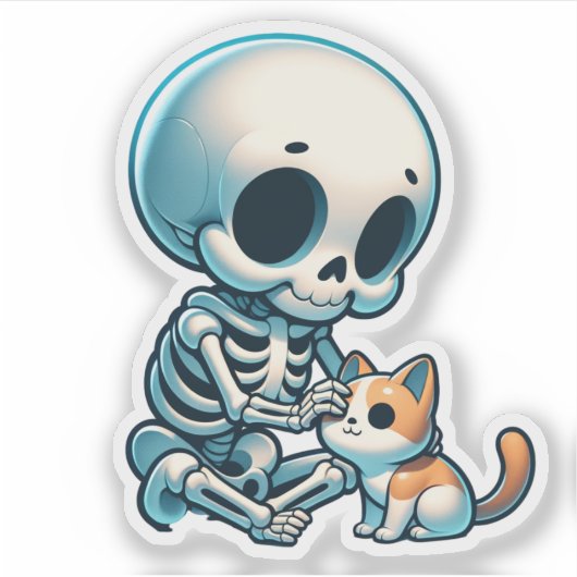 "Skull Cuddler - Goth Cat Lover" Aufkleber (Vorderseite)