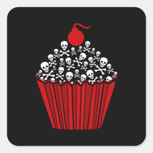 Skull Cupcake Quadratischer Aufkleber