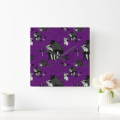 Skull Cupcakes Lila Goth Doodle Muster Quadratische Wanduhr (Zuhause)