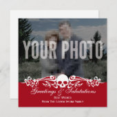 Skull Custom Foto Holiday Red Feiertagskarte (Vorne/Hinten)