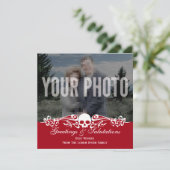 Skull Custom Foto Holiday Red Feiertagskarte (Stehend Vorderseite)