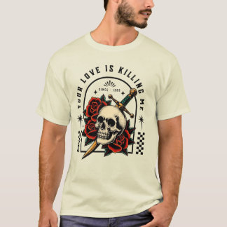 Skull Dagger Rose T-Shirt - Liebe tut weh