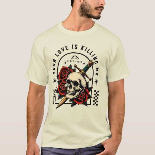 Skull Dagger Rose T-Shirt - Liebe tut weh (Vorderseite)