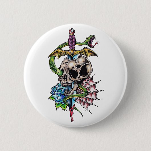 Skull & Dagger Tattoo Button (Vorderseite)