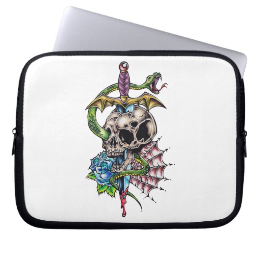 Skull & Dagger Tattoo Laptopschutzhülle (Vorderseite)