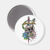 Skull & Dagger Tattoo Magnet (Vorderseite/Rückseite)
