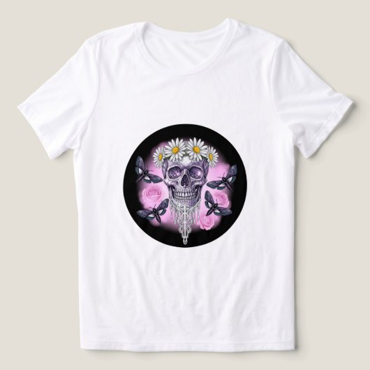 Skull Daisy Queen T-Shirt 💀 🌼 Tri-Blend Shirt (Design Vorderseite)