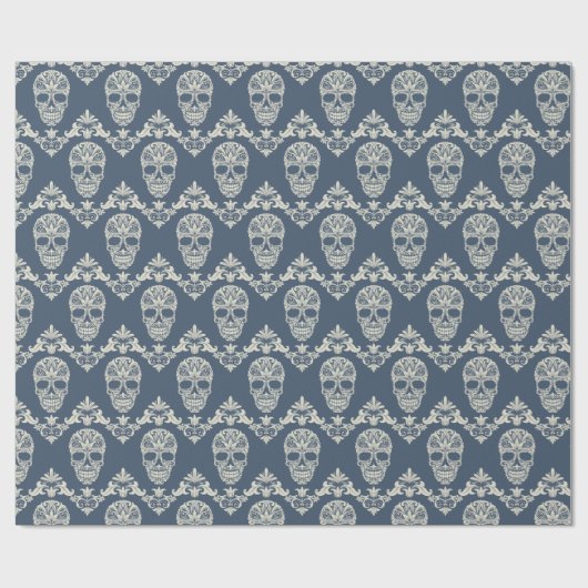 Skull Damask Geschenkpapier (Flach)