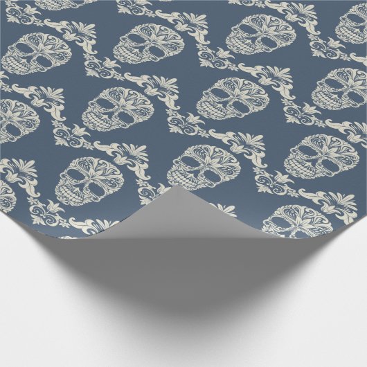 Skull Damask Geschenkpapier (Ecke)