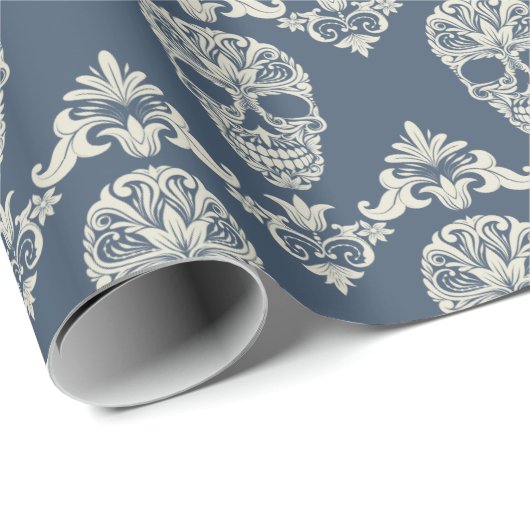 Skull Damask Geschenkpapier (Rolleneckpunkt)