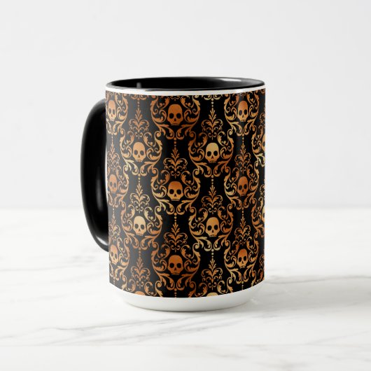 Skull Damask Halloween Tasse (Vorderseite Links)