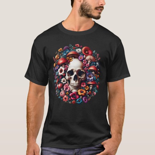 Skull Dark Goblincore Ästhetische Pilze Bläschen T-Shirt (Vorderseite)