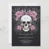 Skull Dark Moody Floral Gothic Wedding Einladung (Vorderseite)